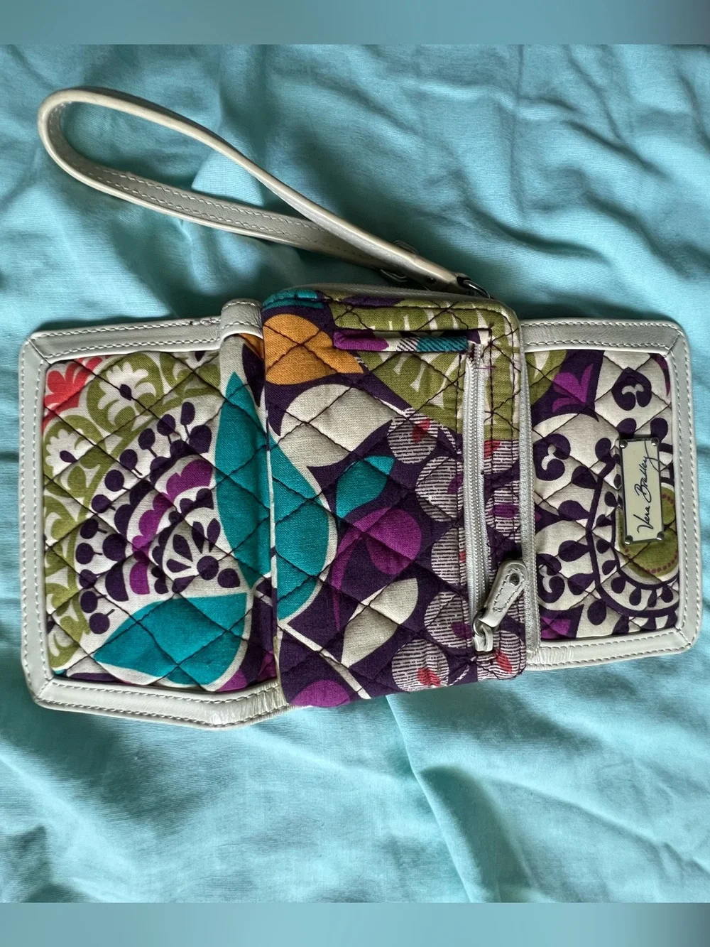 Vera Bradley Purple Floral Accent Trifold Wristlet